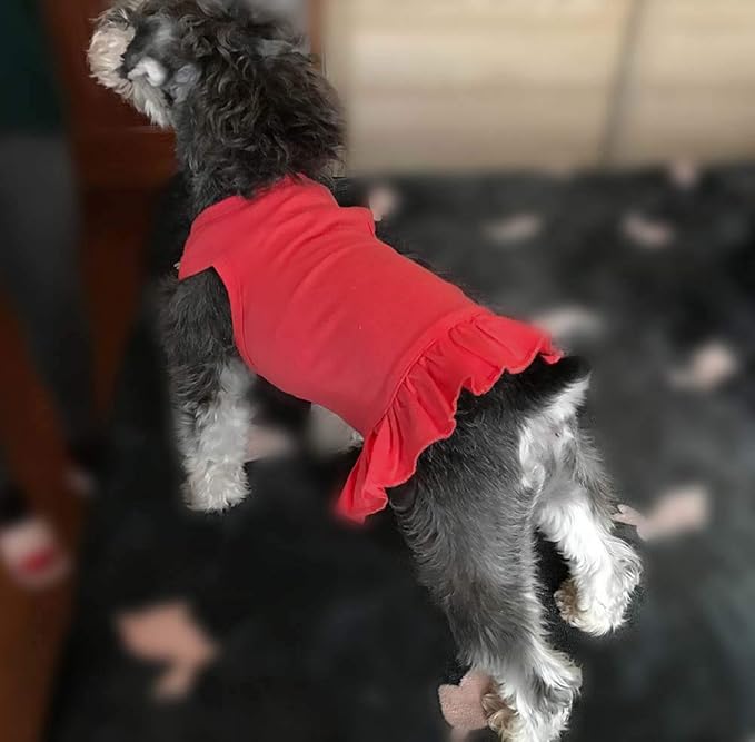 lovelonglong 2019 Dog Dress Sports Tee-Dresses Tanks Top for Miniature Small Size Female Dogs 100% Cotton L LobsterPink