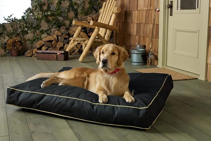 Dog Bed Cover,Waterproof Tough Plastic DIY Pet Bed Cover,Non Stick Hair Easy to Clean Rectangular Fillable Dog Bed Covers with Zipper(Black,44" L x 32" W x 4" Th,Cover Only)