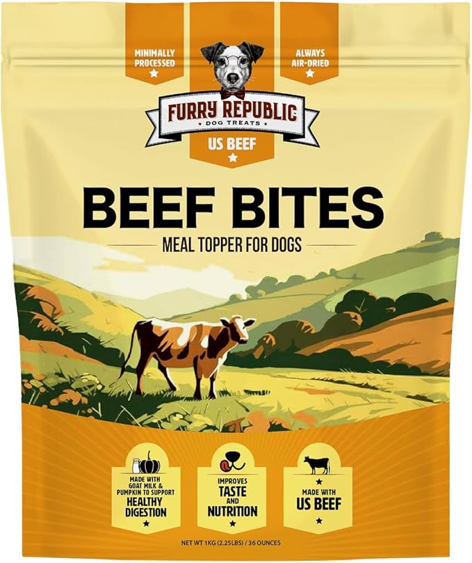 Furry Republic Beef Bites (Meal Topper for Dogs) 2.25 LBS, (Net Wt 1KG)