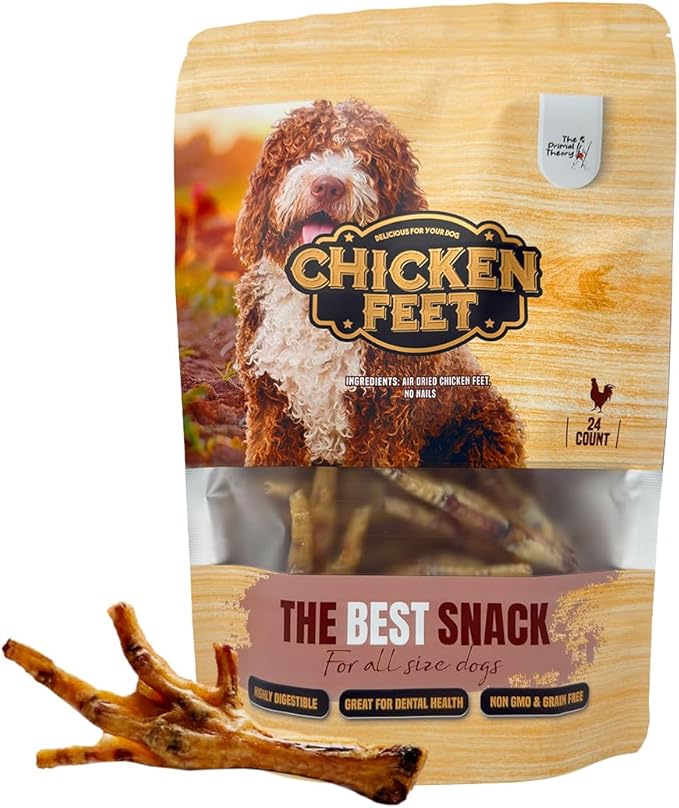 Dehydrated Chicken Feet for Dogs - Single Ingredient Dog Chews - Made in USA - 100% Digestible Chicken Foot Treats - Natural Dog Treats - Dried Chickens Treat for Dogs - 24 Count