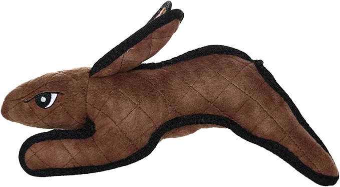 TUFFY - World's Tuffest Soft Dog Toy -Barnyard- Multiple Layers. Made Durable, Strong & Tough. Interactive Play (Tug, Toss & Fetch). Machine Washable & Floats. (Brown Rabbit, Large 2 Pack)