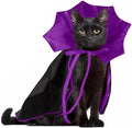 Qiansail Cat Cape Vampire Cloak Halloween Dog Costume Pet Cosplay Apparel Outfit Decor Accessories for Puppy Kitten (Black&Purple)