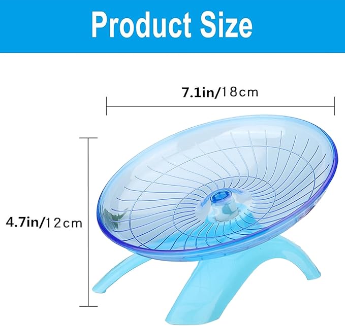 Hamster Flying Saucer Silent Running Wheel, 7 Inch, Suitable for Guinea Pigs, Hamsters, Hedgehogs and Other Small Animals to Ensure Safe Exercise（Blue）