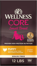 Wellness CORE Puppy Dry Dog Food, Small Breed, Grain-Free, High Protein, Natural, Turkey & Salmon Recipe, (12-Pound Bag)