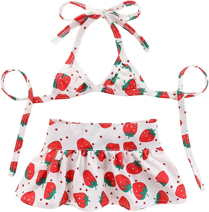 Junchl Small Dog Bikini,Summer Pet Swimsuit Puppy Bathing Dress Beach Clothes, Hawaiian Party Pet Costume Outfit for Puppy Cat Kitten Strawberry S