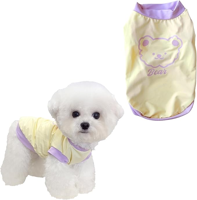 Dog Cat Summer Tank Top T-Shirt - Breathable Cool Ice Silk Sun Protection Pet Tank Top with Bear Print, Soft Stretch Puppy Clothes for Small and Medium Dogs and Cats
