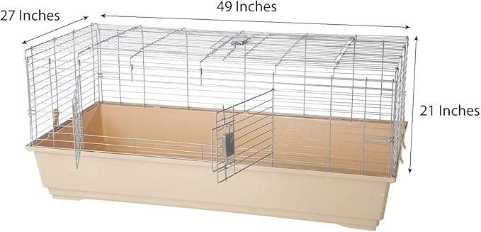 Amazon Basics Top Access Small Animal Habitat for Rabbit, Guinea Pig, Ferret & Chinchilla with Accessories, Jumbo, 48.6"L x 26.6"W x 20.6"H, Multicolor