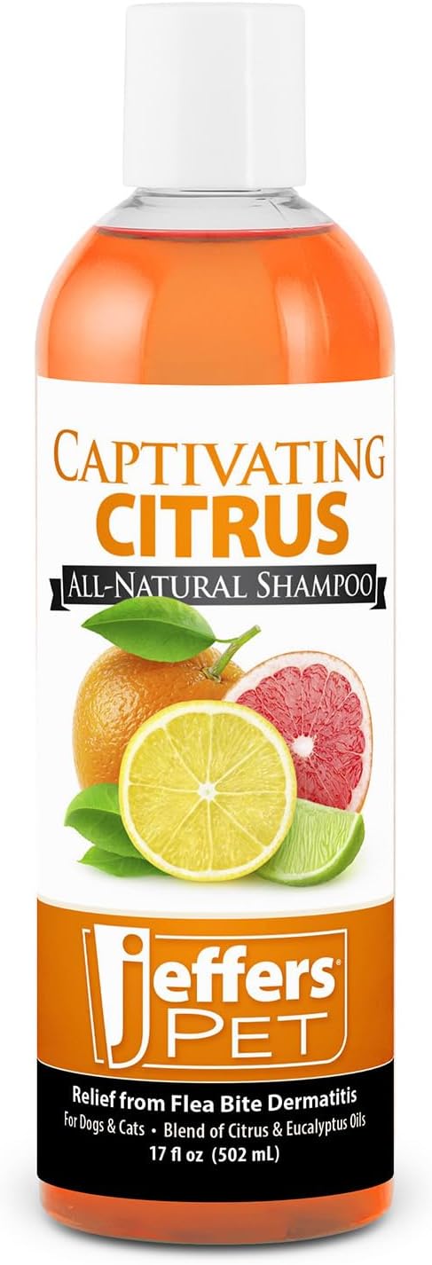 Jeffers Pet Captivating Citrus Shampoo, 17 oz – Soap Free Grooming for Dogs, Cats & Puppies – Orange & Lime Scent, Aloe & Coconut Oil – Safe for All Coat Types – Easy Rinse Formula for Home