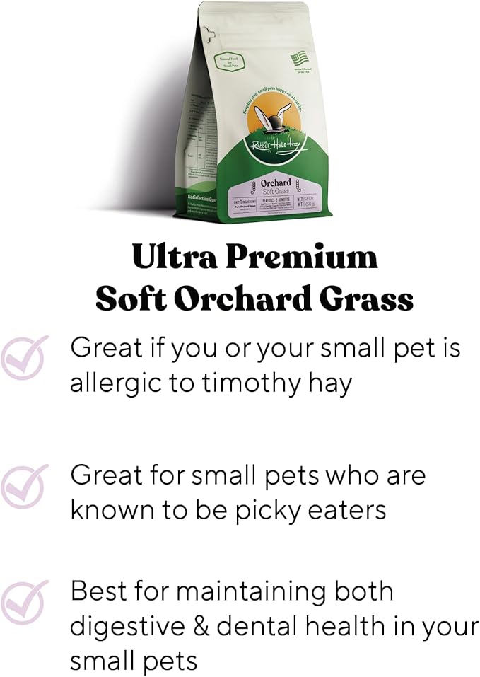 Rabbit Hole Hay - Ultra Premium Soft Orchard Grass for Small Pets - 40 lb Box - Fresh & Nutritious