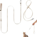 Cat Harness and Leash Set, Escape Proof Cat Harness Lightweight Leash with Padded Handle, Adjustable Leash Harness for Kitten>4lbs Small Large Cats Walking Training (Linen, L)