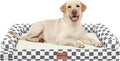 Large Dog Bed Orthopedic Washable: Beds Bolster XL Bed Large Big Dogs Egg Crate Foam Couch Sofa Waterproof with Removable Cover - Dark Grey Grid