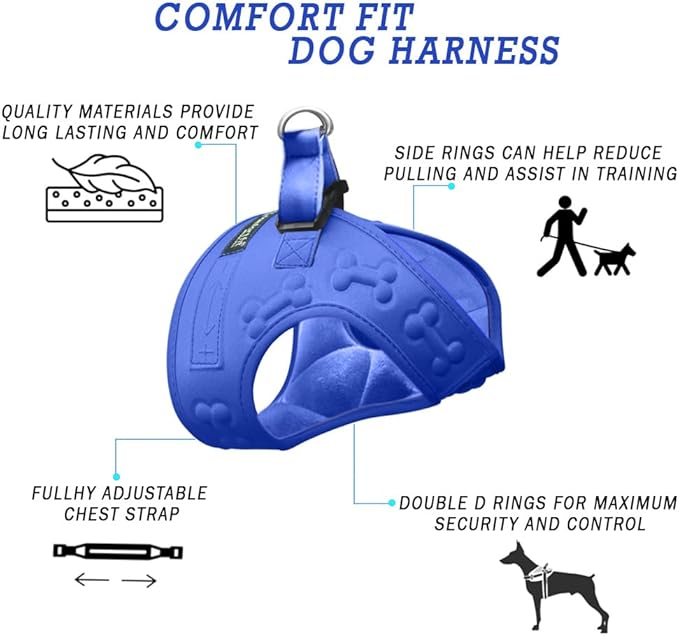 Comfort Fit Dog Harness Small Medium Sized Dogs No Pull Step in Dog Harness with Adjustable Buckles Soft Padded Easy Control Vest Harness Training Walking Running Extra Comfort Inside Velvet Plush