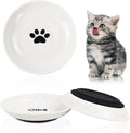 3-Pack Ceramic Cat Food Bowls, Wide Shallow Dish & Anti-Whisker Fatigue, Nonslip Silicone Base for Indoor Cats & Kittens, for Wet/Dry Food & Water