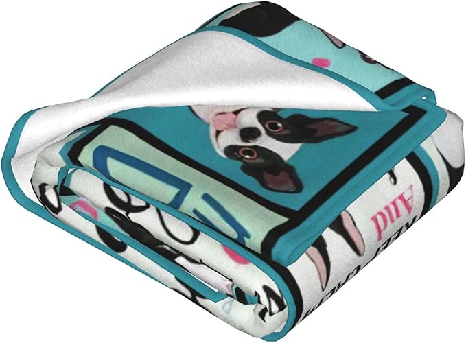SweetFox Just A Girl Who Loves Boston Terrier Blanket, Funny Dog Decor Throw Blanket Gifts for Girls Boys Lover Super Warm Soft Plush Fleece Flannel Bedding Blankets for Kids Adults Men Women 60"X50"