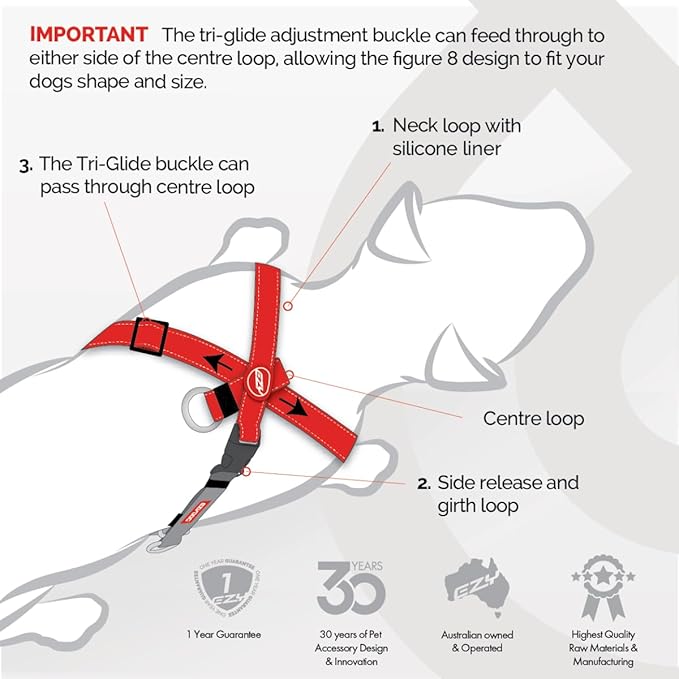 EzyDog Crosscheck No Pull Dog Training Harness – 2-in-1 Escape Proof Reflective Dog Harness for Easy Controlled Walks (M, Red)