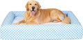 Indestructible Dog Bed for Medium Dogs -Orthopedic Dog Bed with Full-Surround Bolsters, Dual-Sided Pet Cooling Mat with Memory Foam, Removable Washable Sofa with Non Slip Bottom, Blue