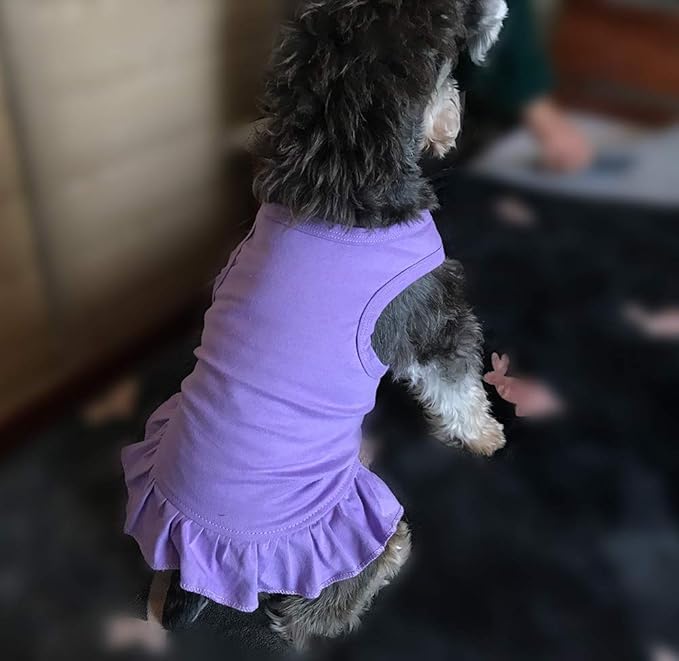 Pet Clothes Small Dog Clothing Blank Color Sport Dress T-Shirts Tee Dresses Tanks Top for Small Size Female Dogs Summer Spring Pet Costumes 100% Cotton (L, Violet)