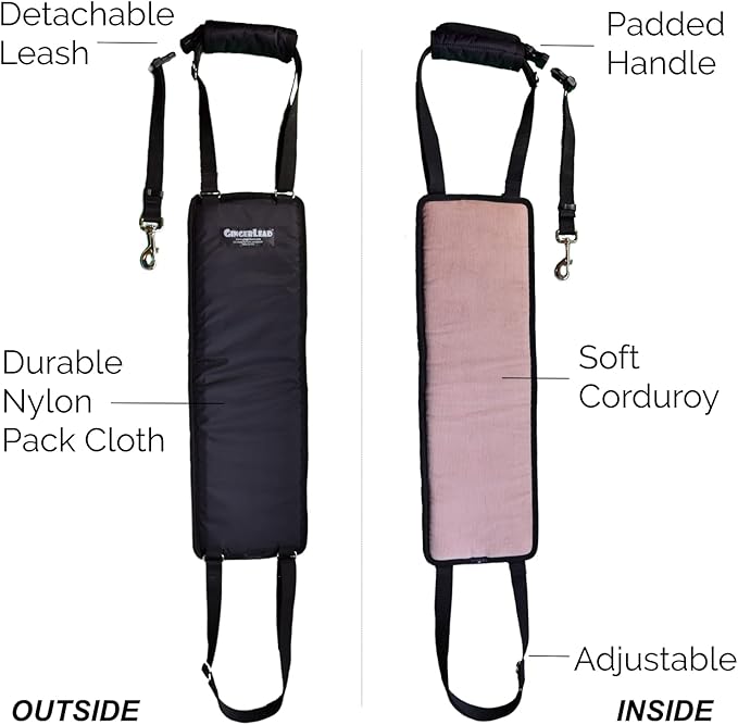GINGERLEAD Dog Sling Support Harness, LG Female fits Big Dogs Over 65 lbs. Padded Rear Lift with Integrated Leash to Assist Senior K9s, or Recovery from Knee/TPLO, Hip or Back Surgery. Made in U.S.A.