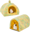 Avont 2 Pack Guinea Pig Hideout Bed and Tunnel Toys Set with Curtain, Washable Soft Plush Bunny Hideaway House Tube Cage Accessories for Small Animal Pet, Rabbits Chinchilla Hamster Ferret Rat -Yellow