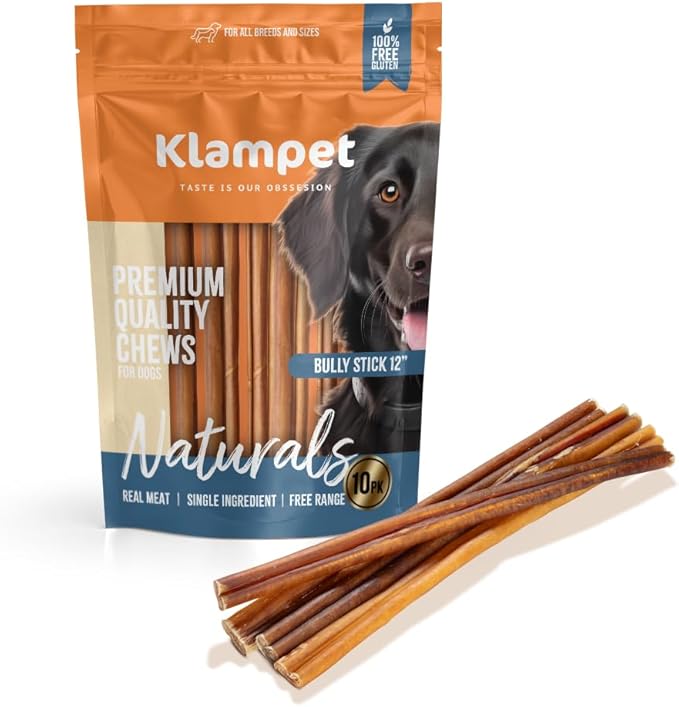 Bully Sticks for Dogs – 12" (10 Pack) 100% Natural Single-Ingredient Beef Dog Chews – Long-Lasting, Low Odor & Fully Digestible – Supports Dental & Joint Health (12" (10 Pack))