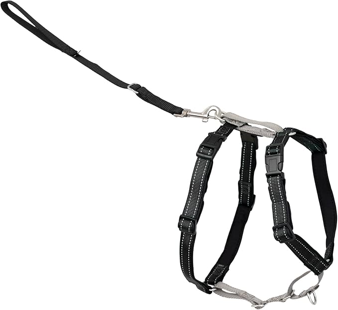 PetSafe 3 in 1 No-Pull Dog Harness for Small Dogs- Walk, Train or Travel - Helps Pets from Pulling on Walks - Seatbelt Loop Doubles as Quick Access Handle - Reflective - Small, Black