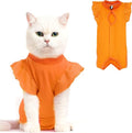 Avont Cat Recovery Suit - Post-Surgery Onesie for Cats, Alternative to Cone of Shame, Protective Spay Suit for Female Kitten, Ideal for Healing and Skin Conditions -Orange(L)
