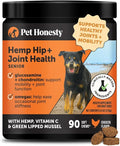 Senior Hemp Hip and Joint Supplement for Dogs - Glucosamine Chondroitin, MSM & Green Lipped Mussel - Relief for Joint Stiffness, Advanced Strength Mobility Support for Senior Dogs (Chicken, 90 Ct)