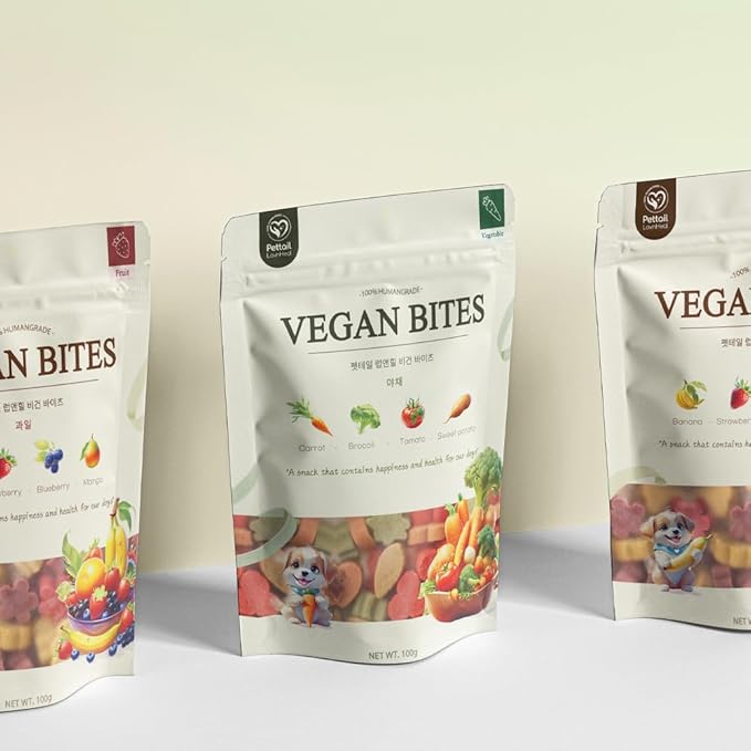 Lovnheal Vegan Bites Dog Treats – Natural Plant-Based Soft Chews with 8 Fruits & Vegetables, Healthy Handmade Snacks, 3.5 oz (One Size, Vegetable Mix)