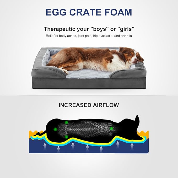 FURTIME Orthopedic Dog Bed - Extra Large, Waterproof, Ultra Comfy Supportive Foam Sofa Bed with Removable Washable Cover, Nonskid Bottom