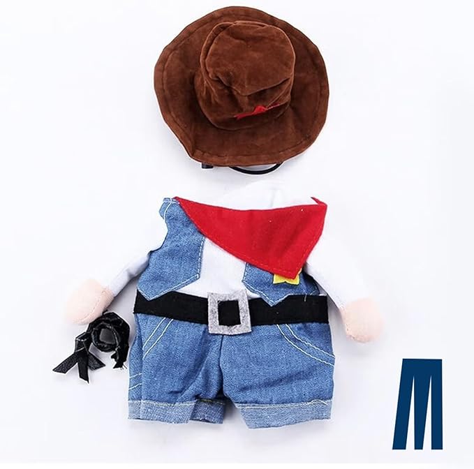 Cowboy Uniform Dog Cat Costume - Funny Pet Cowboy Outfit Clothing with Hat for Halloween Christmas Birthday Special Events Costumes for Kittens and Puppies (S)