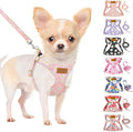 SlowTon No Pull Dog Harness with Leash - Soft Lightweight Floral Pattern Puppy Harness, Adjustable Pet Harness for Small Medium Dogs (Pink Daisy XXS)