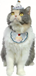 Knit Pet Costume – Ice Cream Dog Hat & Birthday Cake Cat Collar for Rabbits, Cats and Small Medium Dogs, Adjustable Cute Dog Outfit for Birthday Party, Holiday, Daily Wear & Photo Shoot