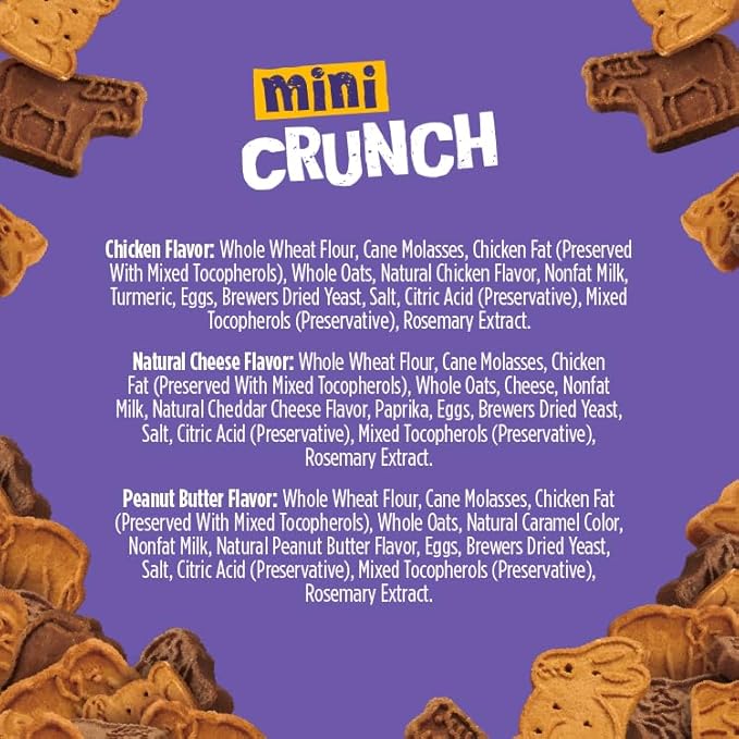 Blue Dog Bakery Natural Dog Treats, Mini Crunch, Assorted Flavors, 16.2oz, 3 Count