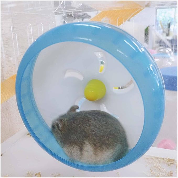 WishLotus Hamster Running Wheel, Silent Jogging Exercise Toy Hamsters Cage Accessory for Drawf Hamster Golden Silk Shih Tzu Bear (Blue)