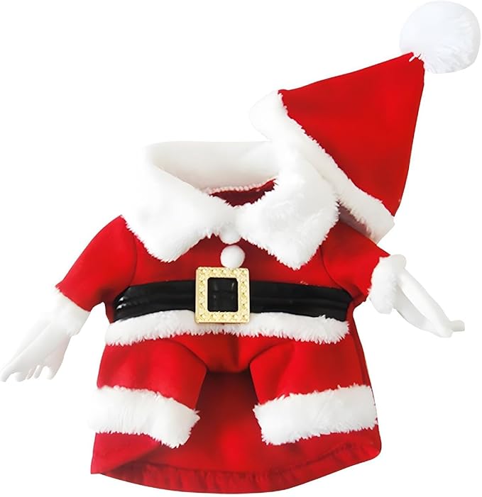 NACOCO Pet Christmas Costumes Dog Suit with Cap Santa Claus Suit Dog Hoodies Cat Xmas Costumes (Red, S)