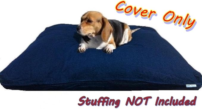 Dogbed4less 35X20X4 Inch Small Medium Durable Blue Color Denim Jean Cotton Dog Pet Bed External Zipper Cover - Replacement Cover only