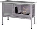 GUTINNEEN Guinea Pig Cage Indoor Wooden Rabbit Hutch with Metal Floor Grid and Removable Tray for Easy Cleaning, Bunny Cages Outdoor Waterproof Roof and Elevated Legs