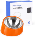Tilted Dog Bowl Non-Slip & Non-Spill Pet Feeder with Elevated Detachable Melamine Stand, Easy to Get Food Dog Dish, M/180ml Orange
