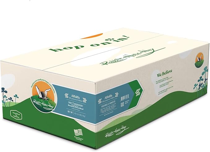 Rabbit Hole Hay - All Natural Alfalfa Pellets for Small Pets - 40 lb Box - Nutrient-Rich Blend
