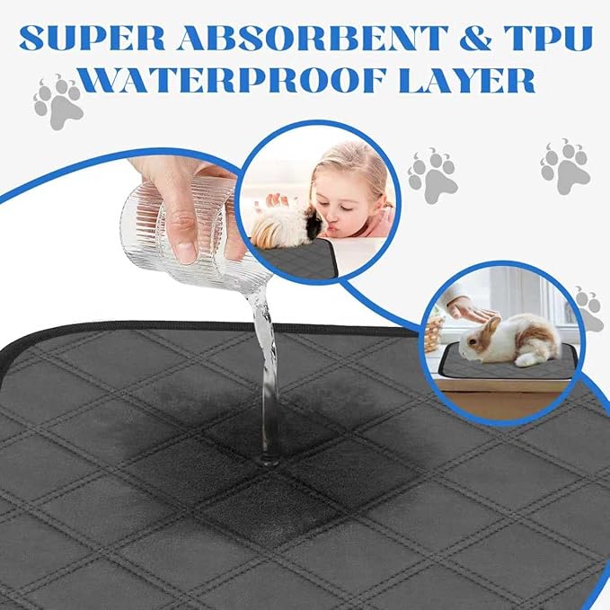 Guinea Pig Cage Liner, 8 Pack 12" x 12" Washable Guinea Pig Liner, Reusable Super Absorbent Cage Liners with Anti-Slip Backing for Small Animals, Rabbits, Hamsters, Rats