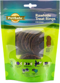 PetSafe Busy Buddy Natural Rawhide Rings - Long-Lasting Dog Chew Refills for Interactive Toys - Engaging Dog Treat for Training & Playtime - Peanut Butter Flavor - Size C - 16 Count
