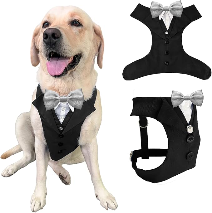 AVERYDAY Dog Tuxedo for Wedding Outfit, Dog Suit and Tie Costumes for Birthday, Halloween, Cosplay, Christmas Party, Pet Formal Wear with Bowtie, Tux for Medium Large Dogs, Bulldog, Labrador, Husky