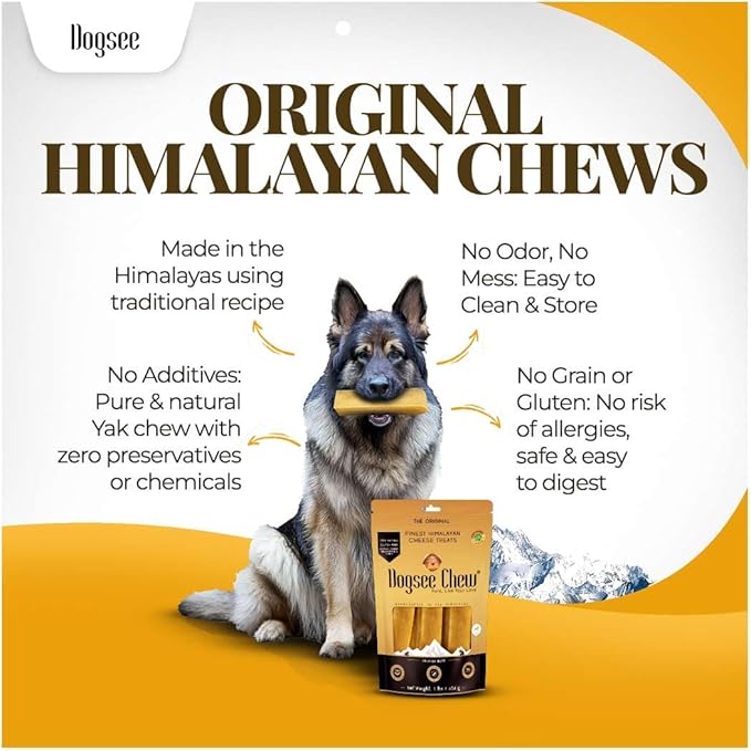 Dogsee Himalayan Yak Chews (Monster/XL- 3 Chews) | Yak Chews for Large Dogs | Dog Treats | Helps Joint Pain | Rawhide-Free | Long Lasting for Dogs Over 55 lbs