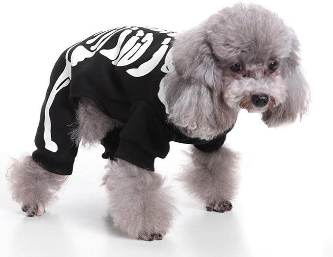 Puppy Skull Costume Halloween Christmas Funny Party Cosplay Clothes for Cat, Small Dog