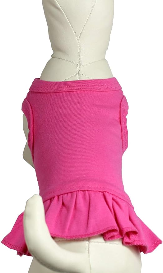 Pet Clothes Small Dog Clothing Blank Color Sport Dress T-Shirts Tee Dresses Tanks Top for Small Size Female Dogs Summer Spring Pet Costumes 100% Cotton (M, Rose-red)