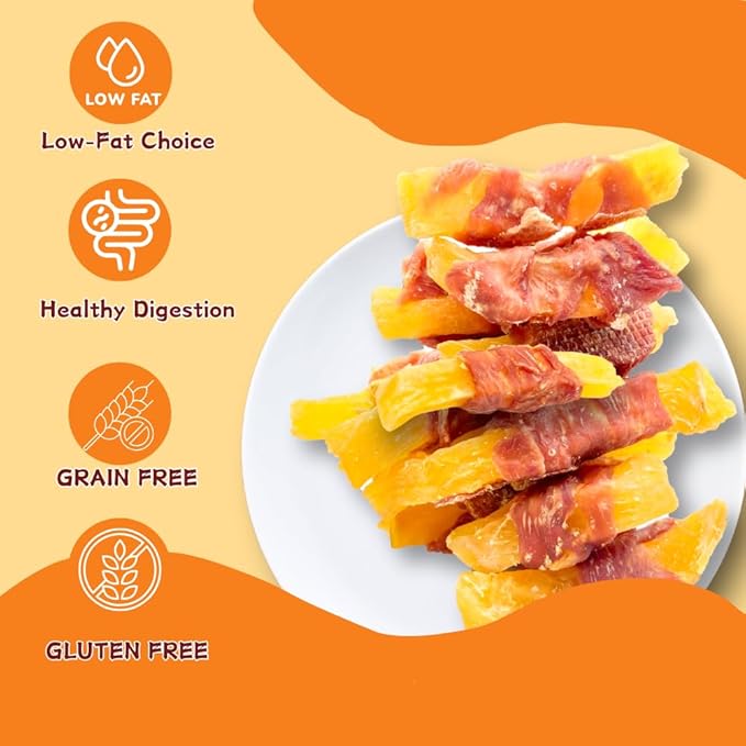 Duck Wrapped Sweet Potato Dog Treats, Grain-Free Novel Protein Chewy Snacks, Real Duck & Vegetable Treats for Sensitive Dogs, 14.11 Ounce