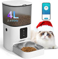 2.4G/5G Automatic Cat Feeder, 4L WiFi Food Dispenser with 10s Voice Recorder, Pet Feeder up to 10 Meals per Day, Timed Cat Feeder with Dry Food Sealed Ring (Matte White, 4.0 L)