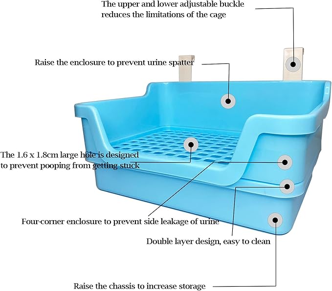 Kathson Bunny Chew Toys for Teeth Grinding, Rabbit Wooden Scratch Board and Blue Extra Large Rabbit Litter Box Trainer