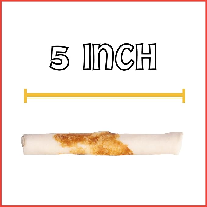 Pet Factory Twistedz American Beefhide 5" Chip Rolls Dog Chew Treats w/ Real Beef Meat Wrap - 8 Count/1 Pack