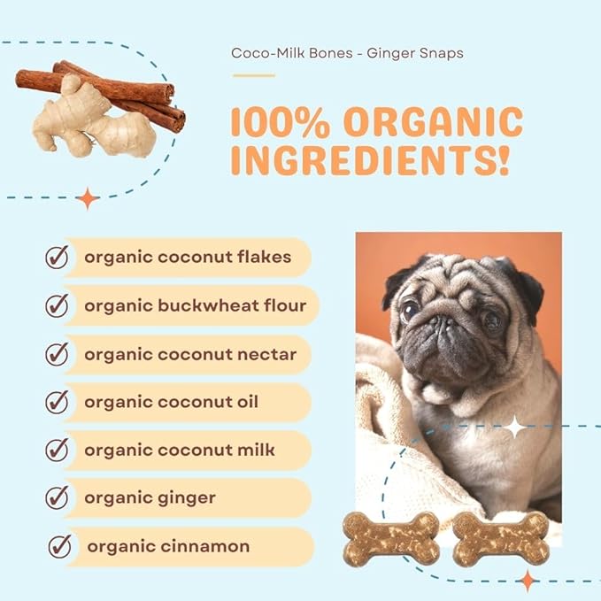 CocoTherapy Coco-Milk Bones Dog Treat (Ginger Snaps) 6 Oz.